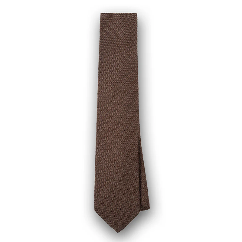 BROWN JACQUARD GRENADINE SILK TIE - Image 4