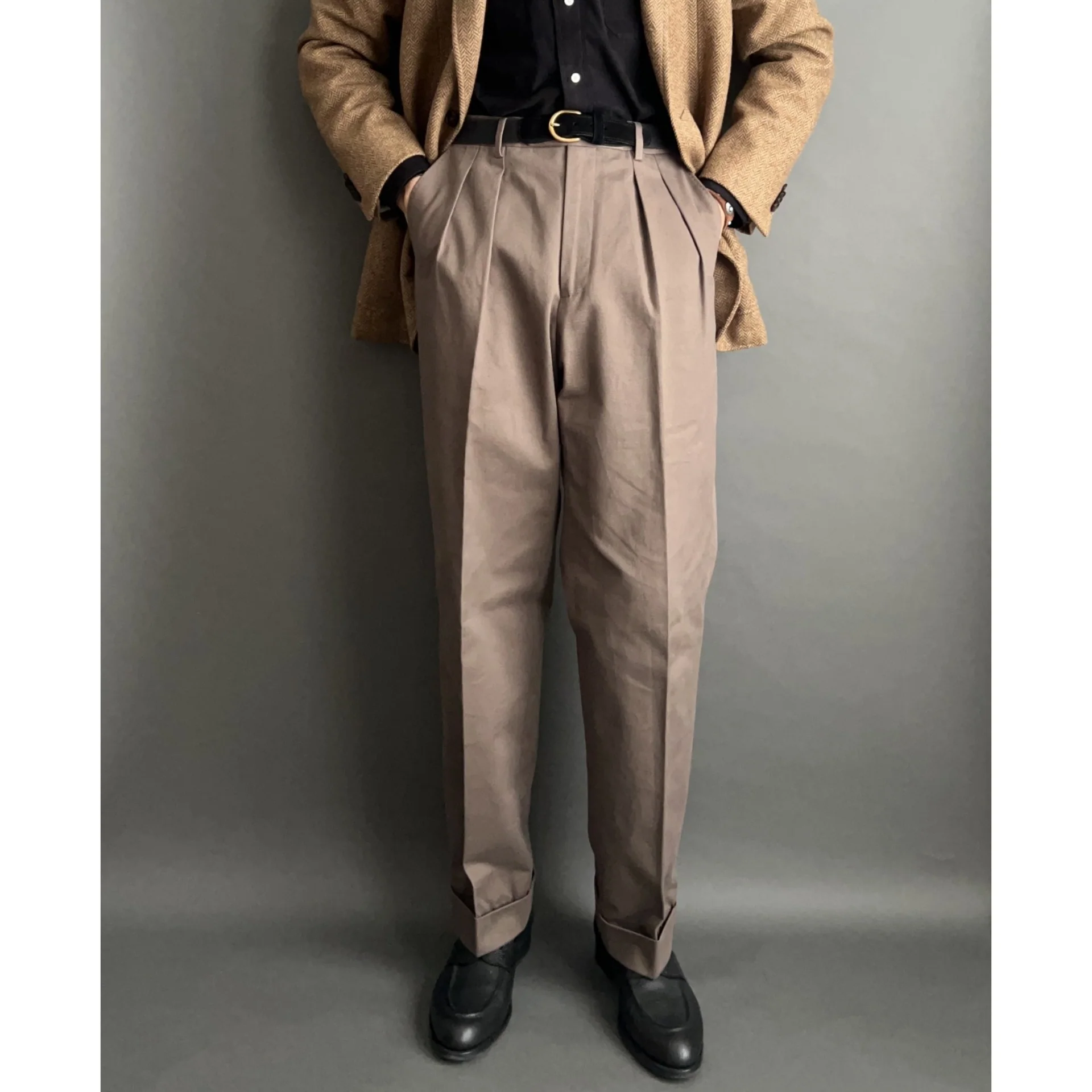 MEDIUMWEIGHT SANDED TWILL COTTON TROUSERS by B. MOSS - Image 3