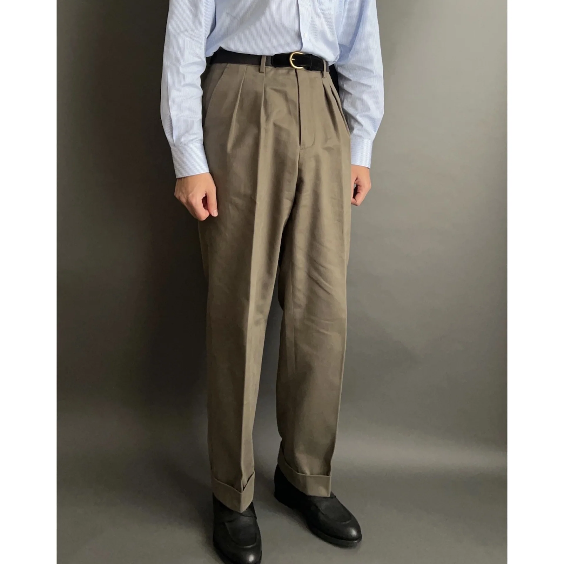 MEDIUMWEIGHT SANDED TWILL COTTON TROUSERS by B. MOSS - Image 4